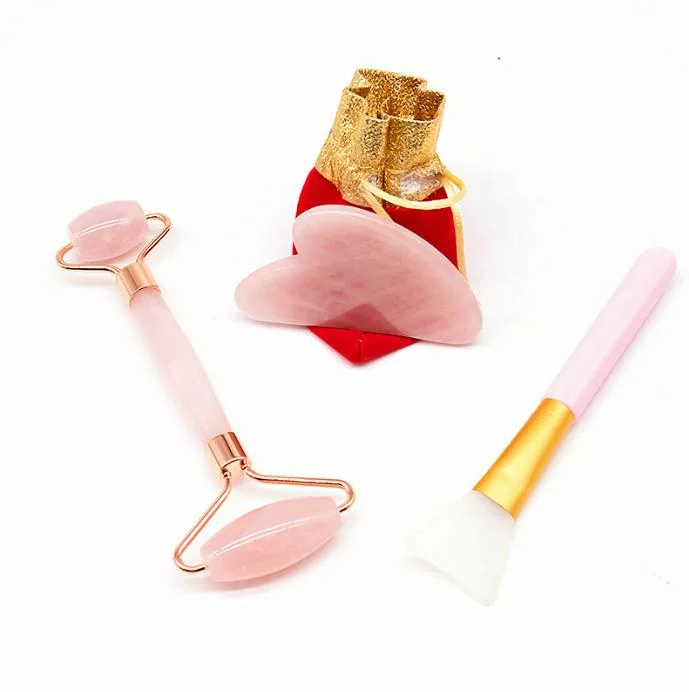 Beauty Products Gemstone Rose Quartz Roller Natural Jade Massager Rose Quartz Facial Massage Roller