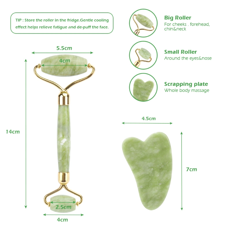 Anti Aging Therapy 100% Natural Jade Facial Roller Jade Roller Gua Sha Scraping Massage Tools