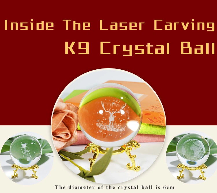 Customized 3D Laser Engraving Elk Crystal Ball for Souvenir