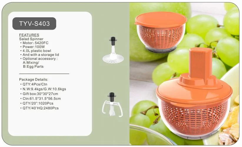 High Quality Household Item Colander Rotating Basket Hand Operated Washing Colander Salad Spinner