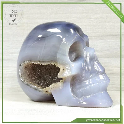 Skull Carved in Agate and Crystal Stone