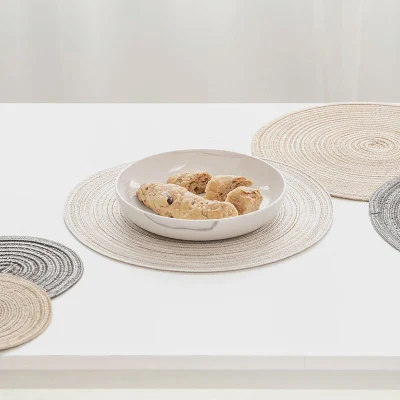 Woven Tableware Mat, Round Braid Placemats, Household Items Essentials