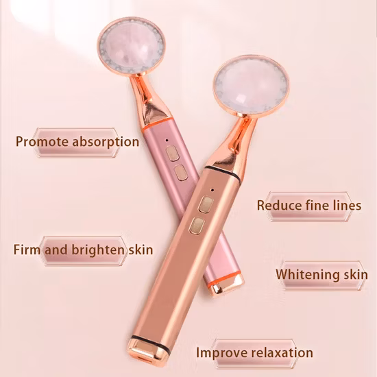 Wholesale Price Electric Heating Vibration LED USB Crystal Jade Massager Firm Reduce Fine Line Jade Roller